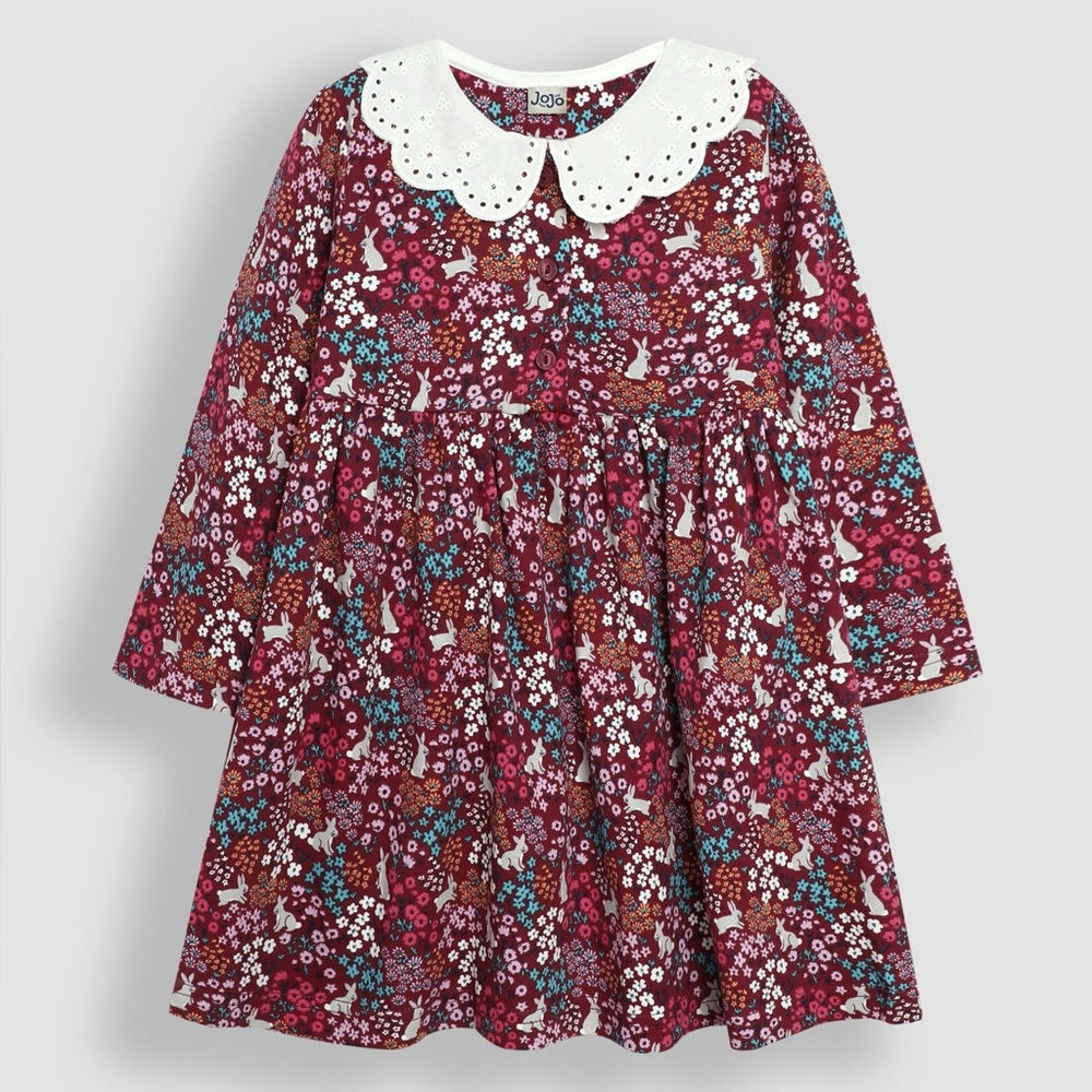 Berry Pink Bunny Meadow Floral Broderie Collar Dress size 18-24 month